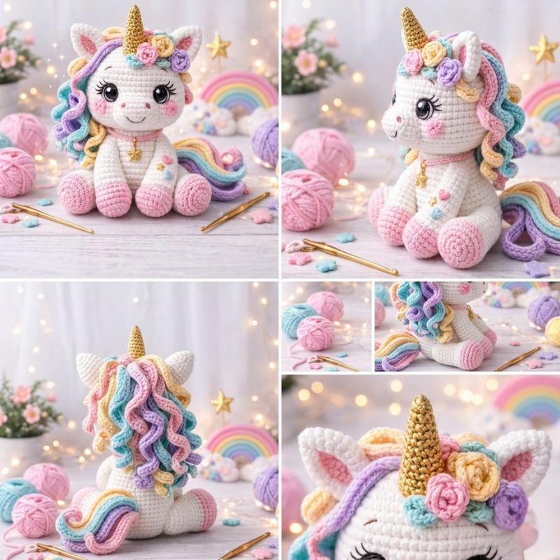 Amigurumi Unicorn Crochet Pattern | Cute Rainbow Unicorn Plush PDF Tutorial