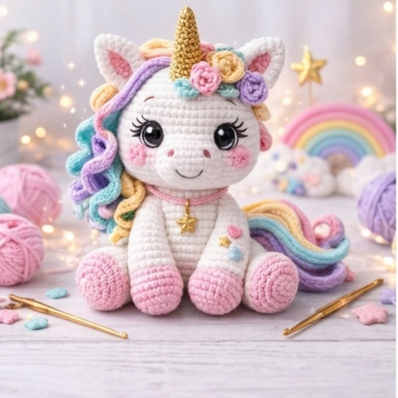 Amigurumi Unicorn Crochet Pattern | Cute Rainbow Unicorn Plush PDF Tutorial