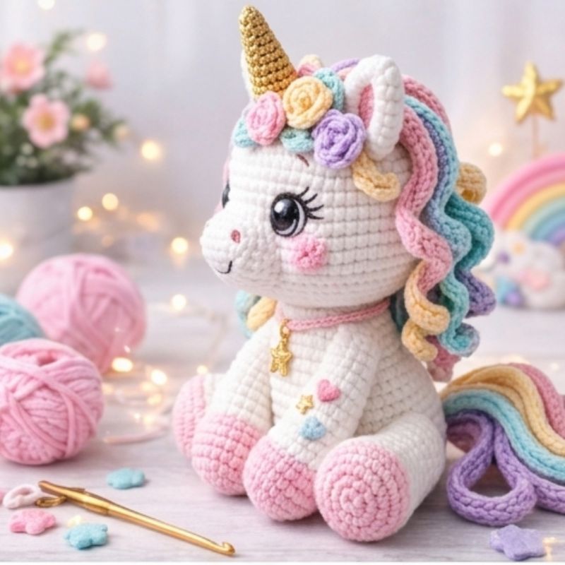 Amigurumi Unicorn Crochet Pattern | Cute Rainbow Unicorn Plush PDF Tutorial