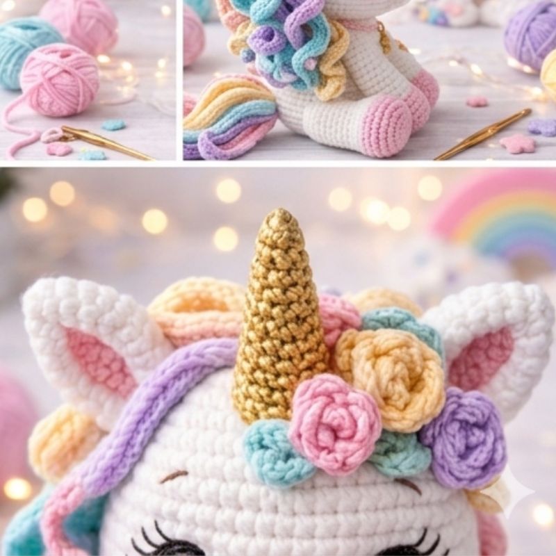 Amigurumi Unicorn Crochet Pattern | Cute Rainbow Unicorn Plush PDF Tutorial