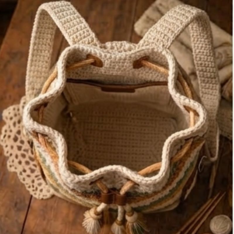 Boho Crochet Backpack Pattern | Tassel Drawstring Backpack PDF Tutorial