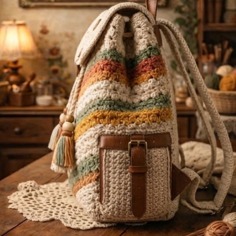 Boho Crochet Backpack Pattern | Tassel Drawstring Backpack PDF Tutorial