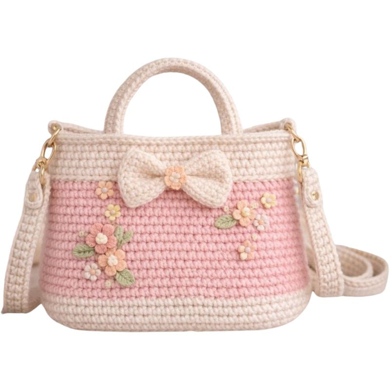 Floral Crochet Handbag Pattern | Elegant Bow Shoulder Bag PDF Tutorial